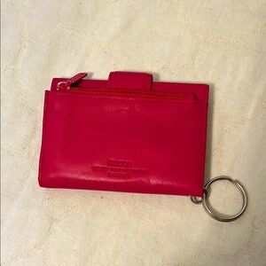 Buxton Vibrant Hot Pink Velvet Touch Cowhide Leather Wallet with Key Ring